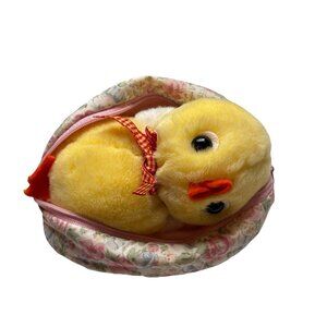 Vintage Baby Chick in Flower Easter Egg Plush Love Land 1985 Windsor Toys Korea